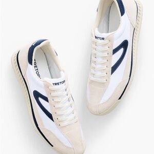 Tretorn White, Cream, and Navy Sneakers